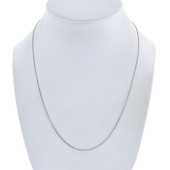 Vintage Thailand SU Sterling Silver 925 0.8mm Box Chain Necklace 18.5" - Picture 1 of 3